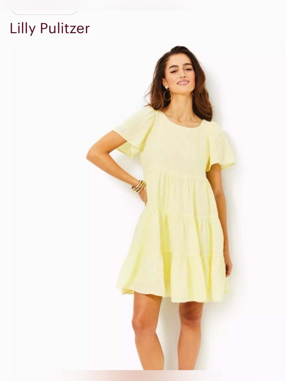 Lilly Pulitzer L Jocelyn short sleeve tiered linen dress 👗